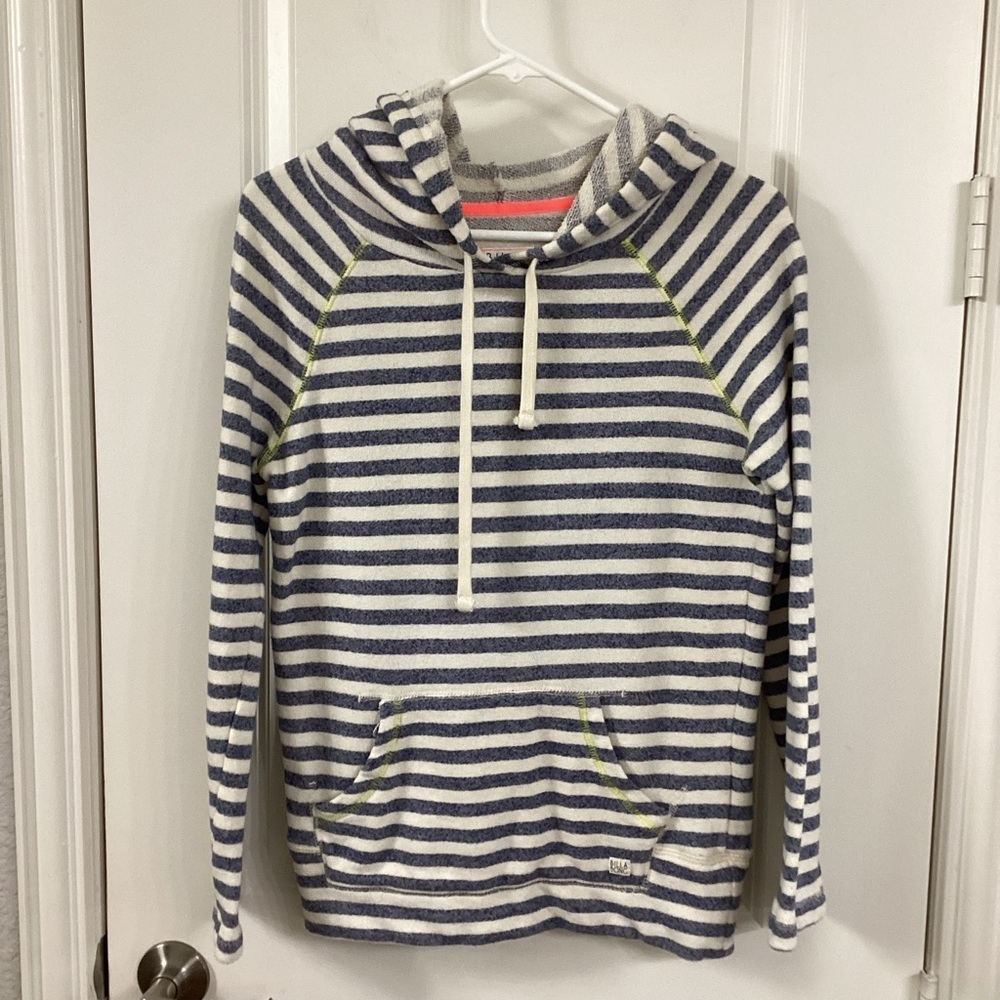 Billabong Navy and White Striped Women's Hoodie